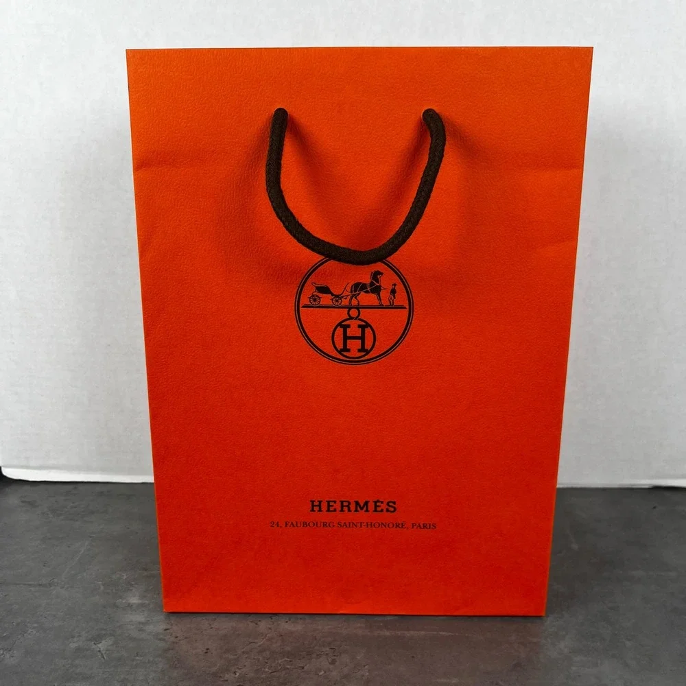 Hermes Paris Orange Paper Shopping Bag Small Medium Boutique Gift Bag 11.25x8.25